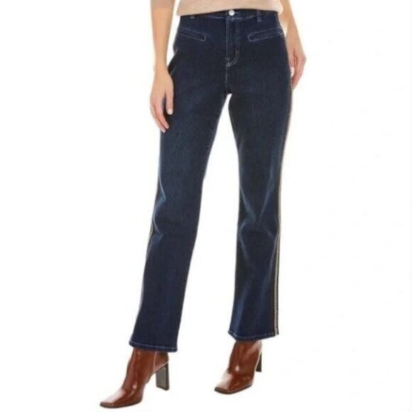 J. Mclaughlin | Rutledge Demi Bootcut Stripe Jeans Dark Blue NWT - Picture 1 of 9